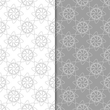 Gri ve beyaz geometrik süsler. Web, Tekstil ve duvar kağıtları için dikişsiz desen seti