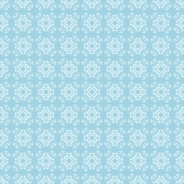 Mavi zemin üzerine beyaz çiçek tasarım. Tekstil ve duvar kağıtları için sorunsuz süsleme