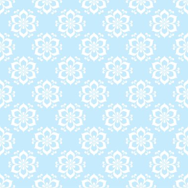 Çiçek renkli seamless modeli. Mavi ve beyaz arka plan duvar kağıtları için çiçeğe elemanları ile.