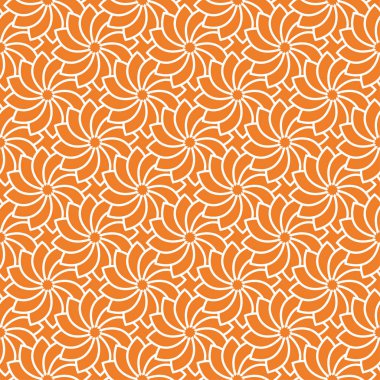 Turuncu zemin üzerine beyaz çiçek süsleme. Tekstil ve duvar kağıtları için seamless modeli