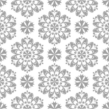 Beyaz arka plan üzerine açık gri çiçek tasarım. Tekstil ve duvar kağıtları için seamless modeli