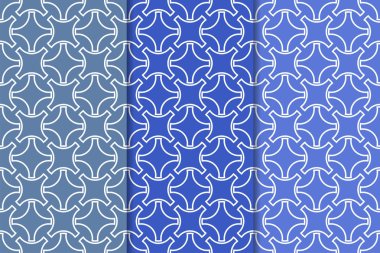 Mavi geometrik süsler. Web, Tekstil ve duvar kağıtları için dikey Dikişsiz desen seti