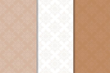 Kahverengi çiçek arka planlar. Tekstil ve duvar kağıtları için dikişsiz desen seti