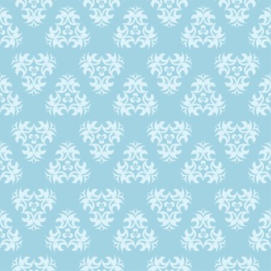 Beyaz ve mavi çiçek süs tasarım. Tekstil ve duvar kağıtları için seamless modeli