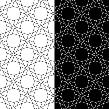Web, Tekstil ve duvar kağıtları için dikişsiz desen siyah ve beyaz geometrik ayarla