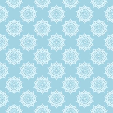 Beyaz ve mavi çiçek süs tasarım. Tekstil ve duvar kağıtları için seamless modeli