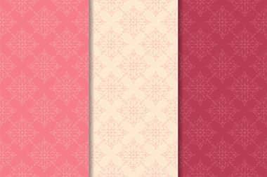 Kırmızı çiçekli süsler kümesi. Kiraz pembe dikey Dikişsiz desen. Duvar kağıdı arka plan