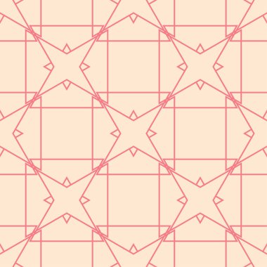 Geometrik süsleme pembe ve bej. Web, Tekstil ve duvar kağıtları için seamless modeli