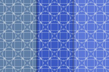 Web, Tekstil ve duvar kağıtları için dikey Dikişsiz desen mavi geometrik dizi