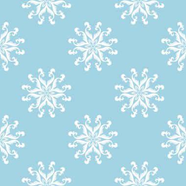 Lacivert zemin üzerine beyaz çiçek süsleme. Tekstil ve duvar kağıtları için seamless modeli