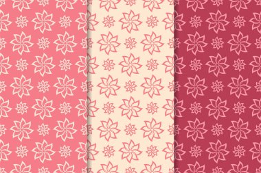 Çiçek süsler kümesi. Kiraz kırmızısı dikey Dikişsiz desen. Duvar kağıdı arka plan