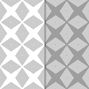 Geometrik süsler kümesi. Gri ve beyaz Dikişsiz desen web, Tekstil ve duvar kağıtları için