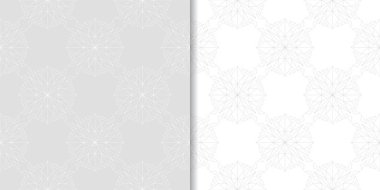 Işık gri çiçek süsler. Tekstil ve duvar kağıtları için dikişsiz desen seti