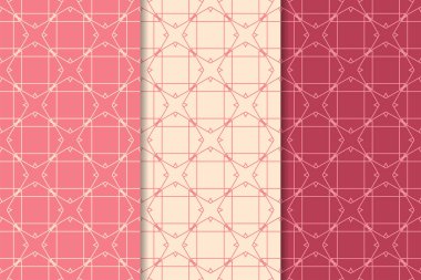 Web, Tekstil ve duvar kağıtları için dikey Dikişsiz desen kiraz kırmızı geometrik dizi