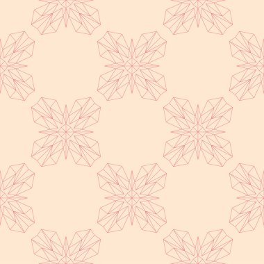 Bej renkli arka plan üzerinde kırmızı çiçekli süs. Tekstil ve duvar kağıtları için seamless modeli