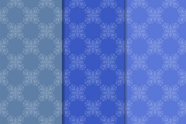 Çiçek süsler kümesi. Mavi dikey Dikişsiz desen. Duvar kağıdı arka plan