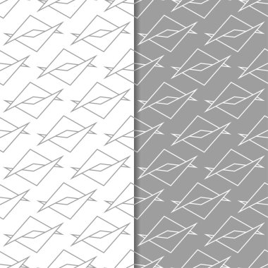 Gri ve beyaz geometrik süsler. Web, Tekstil ve duvar kağıtları için dikişsiz desen seti
