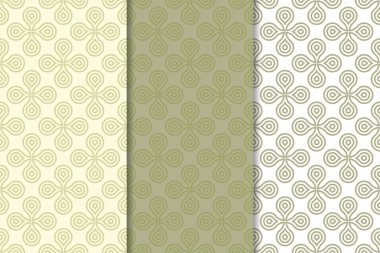 Zeytin yeşili ve web, Tekstil ve duvar kağıtları için geometrik Dikişsiz desen beyaz set