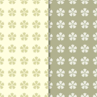 Zeytin yeşili çiçek arka planlar. Tekstil ve duvar kağıtları için dikişsiz desen seti