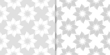 Işık gri çiçek arka planlar. Tekstil ve duvar kağıtları için dikişsiz desen seti