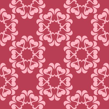 Kırmızı zemin üzerine çiçek süsleme. Tekstil ve duvar kağıtları için seamless modeli