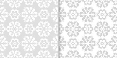 Işık gri çiçek arka planlar. Tekstil ve duvar kağıtları için dikişsiz desen seti