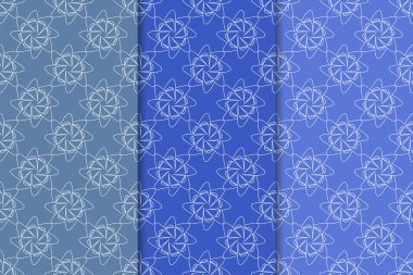 Mavi geometrik süsler. Web, Tekstil ve duvar kağıtları için dikey Dikişsiz desen seti