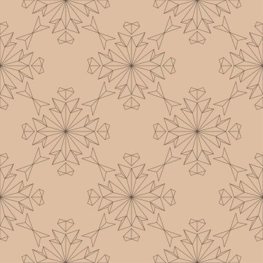 Bej renkli arka plan üzerinde kahverengi çiçek süsleme. Tekstil ve duvar kağıtları için seamless modeli