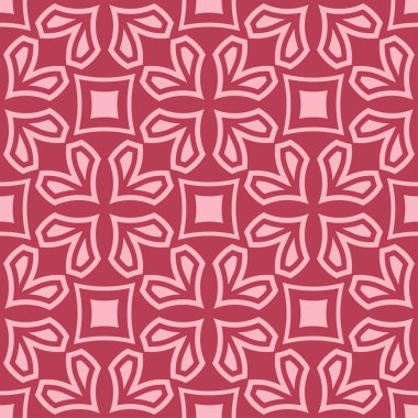Kırmızı ve soluk pembe geometrik süsleme. Web, Tekstil ve duvar kağıtları için seamless modeli