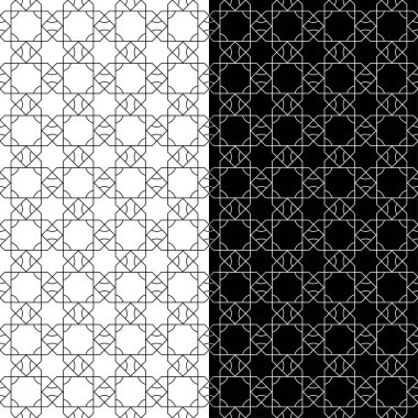 Web, Tekstil ve duvar kağıtları için dikişsiz desen siyah ve beyaz geometrik ayarla