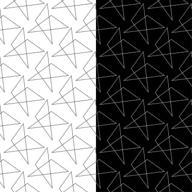 Siyah ve beyaz geometrik süsler. Web, Tekstil ve duvar kağıtları için dikişsiz desen seti