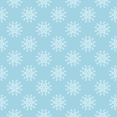 Beyaz ve mavi çiçek süs tasarım. Tekstil ve duvar kağıtları için seamless modeli