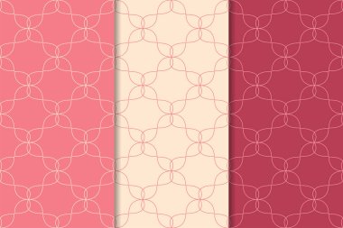 Kiraz kırmızısı geometrik süsler. Web, Tekstil ve duvar kağıtları için dikey Dikişsiz desen seti