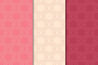 Kiraz kırmızısı geometrik süsler. Web, Tekstil ve duvar kağıtları için dikey Dikişsiz desen seti