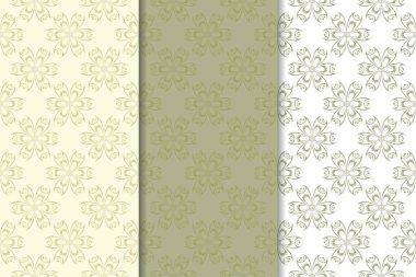 Zeytin yeşili kümesi çiçek süsler. Tekstil ve duvar kağıtları için dikişsiz desen