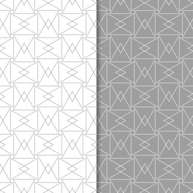 Gri ve beyaz geometrik süsler. Web, Tekstil ve duvar kağıtları için dikişsiz desen seti