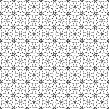 Beyaz arka planda siyah geometrik tasarım. Web, Tekstil ve duvar kağıtları için seamless modeli