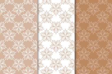 Kahverengi çiçek süsler. Tekstil ve duvar kağıtları için dikey Dikişsiz desen seti