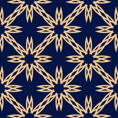 Mavi zemin üzerine altın çiçek. Tekstil ve duvar kağıtları için seamless modeli