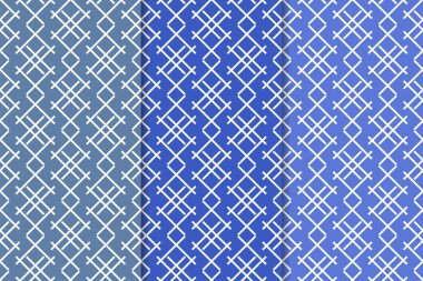 Mavi geometrik süsler. Web, Tekstil ve duvar kağıtları için dikey Dikişsiz desen seti