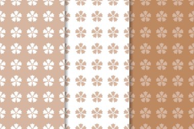 Kahverengi çiçek arka planlar. Tekstil ve duvar kağıtları için dikişsiz desen seti