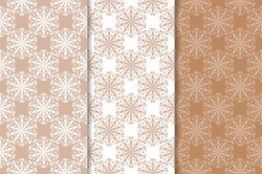 Kahverengi çiçek arka planlar. Tekstil ve duvar kağıtları için dikişsiz desen seti