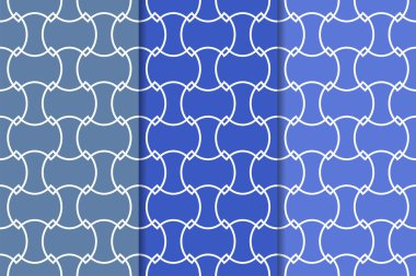 Mavi geometrik süsler. Web, Tekstil ve duvar kağıtları için dikey Dikişsiz desen seti
