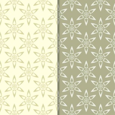 Zeytin yeşili çiçek arka planlar. Tekstil ve duvar kağıtları için dikişsiz desen seti