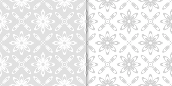 Světle Šedá Sada Květinové Pozadí Bezproblémové Vzory Pro Textil Tapety — Stockový vektor