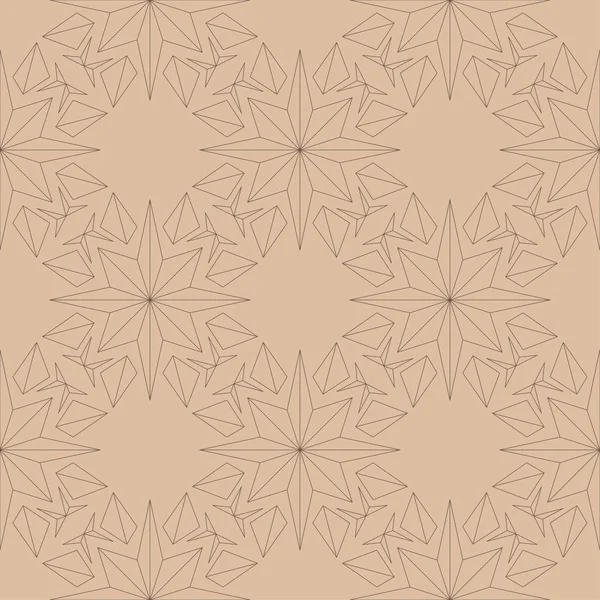 ベージュ色の背景に茶色の花飾り テキスタイルや壁紙のためのシームレスなパターン — ストックベクタ
