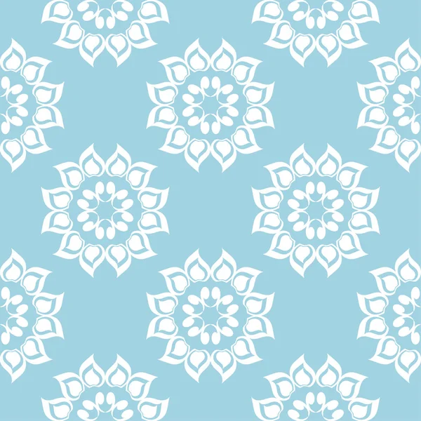 Mavi Beyaz Çiçek Süsleme Tekstil Duvar Kağıtları Için Seamless Modeli — Stok Vektör