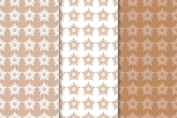 Kahverengi çiçek süsler. Tekstil ve duvar kağıtları için dikey Dikişsiz desen seti