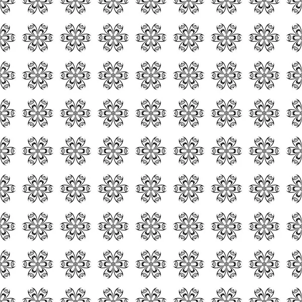 Black Floral Ornament White Background Seamless Pattern Textile Wallpapers — Stock Vector