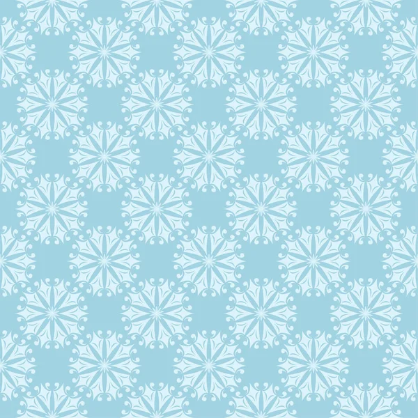 白色和蓝色的花卉图案 纺织品和墙纸无缝装饰品 — 图库矢量图片
